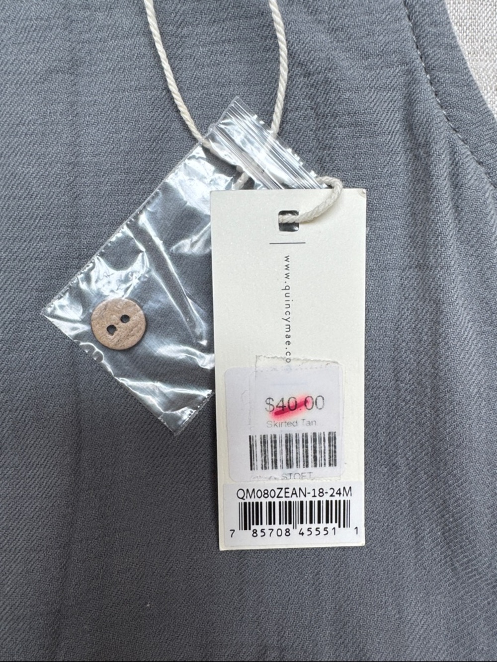 Quincy Mae 18-24mo Dusty Blue 100% Cotton Baby One-Piece Dress Bodysuit - Picture 6 of 6